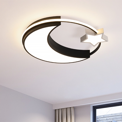 Nordic Led Surface Ceiling Lamp Gold Black White Crescent And Star Flush Mount Fixture With Acrylic Shade Beautifulhalo Com - Surface Ceiling Light Symbol