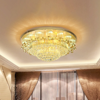 Opulent Inlaid Crystal LED Flush Mount Modernist Gold Blossom Living Room Ceiling Flush Light