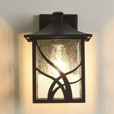 Rectangle Outdoor Wall Lighting Fixture Countryside Metal 1 Light Dark Coffee Wall Mounted Lamp