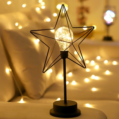 Starfish Bedroom Table Lamp Iron Nordic LED Night Stand Light with Clear Bulb Glass Shade in Black