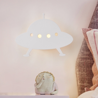 Wood Panel Airship Sconce Lighting Cartoon LED White Wall Mount Lamp Fixture for Kids Bedroom