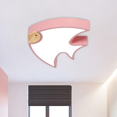 Acrylic Fish Shaped Flush Mount Lighting Nordic LED Flush Lamp Fixture in White/Grey/Pink for Bedroom