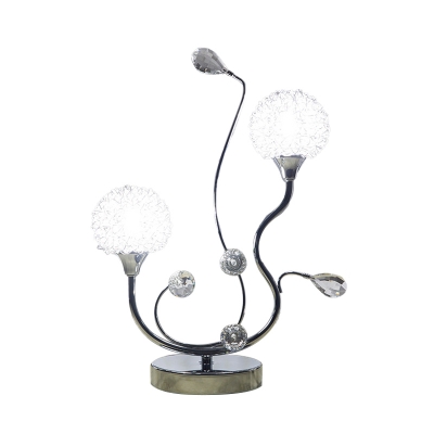 Aluminium Chrome Nightstand Light Spherical 2 Bulbs Modern Crystal Night Table Lighting