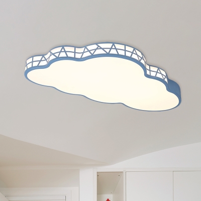Cloud Ceiling Light Fixture Kids Acrylic White/Pink/Blue LED Flush Mount Recessed Lighting for Nursery