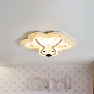 Deer Iron Ceiling Light Fixture Nordic LED White Flush Mount Lighting for Kids Bedroom