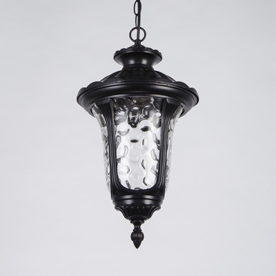 Dimple Glass Black/Bronze Pendant Urn Shape 1 Light Rustic Hanging Ceiling Light for Balcony