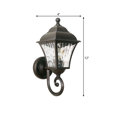 Dimple Glass Lantern Wall Light Countryside 1 Light Outdoor Wall Sconce Lamp in Dark Coffee