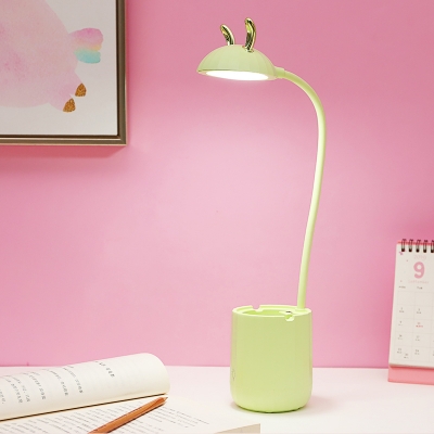 Elk/Rabbit Reading Book Light Macaroon Plastic Pink/Yellow/Green LED Night Table Lamp with Pen Container Base