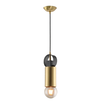 Exposed Bulb Tube Mini Pendant Light Postmodern Metallic 1 Bulb Brass Hanging Lamp Kit