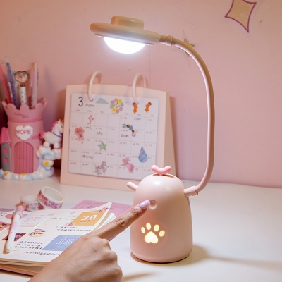 Flexible Chick Plastic Reading Light Cartoon Pink/Yellow/Green LED Nightstand Lamp for Kids Bedroom