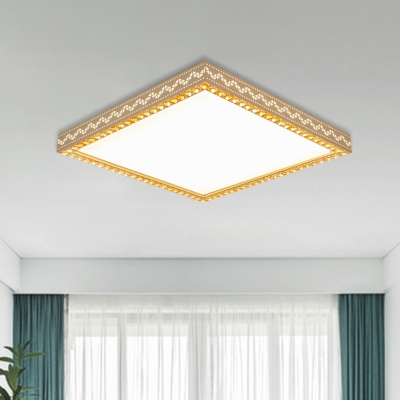 K9 Crystal Square Flush Light Minimalism Living Room LED Ceiling Flush Mount in White