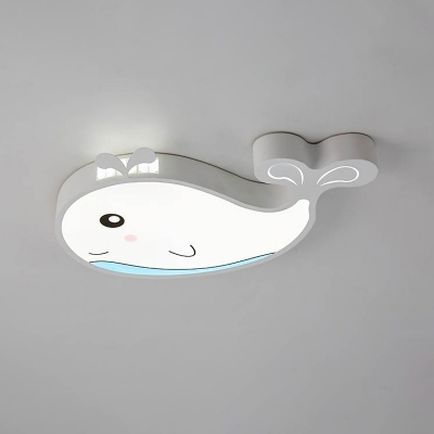 Kids LED Flush Light Fixture White/Pink/Blue Whale Flush Mount Recessed Lighting with Acrylic Shade