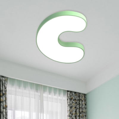 LED Bedroom Flush Light Kids White Flush Mount Lighting Fixture with Letter Acrylic Shade