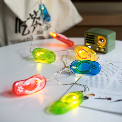 Macaron Slippers Plastic String Lighting 9.8ft 20 Lights USB/Battery Powered LED Light Strip in Red-Yellow-Blue-Green
