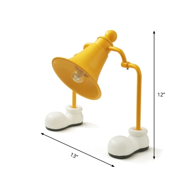Trumpet Man Rotatable Night Lamp Cartoon Creative Metal 1 Bulb Kids Room Table Light in Yellow