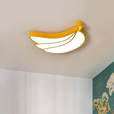 White Fruits Flush Mount Lighting Kids LED Acrylic Ceiling Mounted Light for Kindergarten
