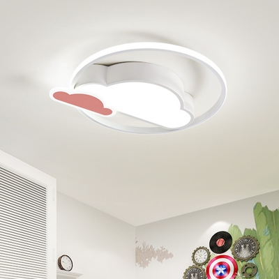 White/Pink Cloud-Shape Ceiling Flush Nordic Style LED Acrylic Flush Mounted Lighting for Bedroom