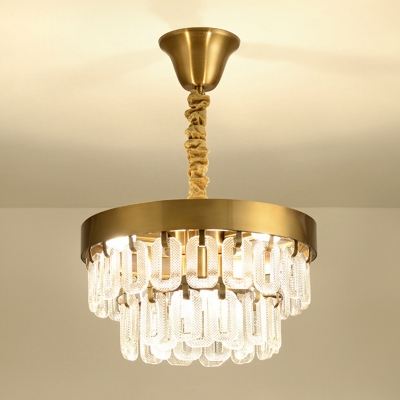 2 Tiers Kitchen Dinette Ceiling Pendant Postmodern Crystal 6-Light Gold Chandelier
