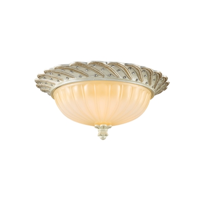 3 Bulbs Ceiling Light Fixture Traditional Dome Frosted Glass Flush Mount Lamp in Bronze/White