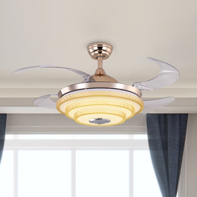 4 Blades Led Bedroom Semi Flush Modern, Ceiling Fan Light Covers Modern