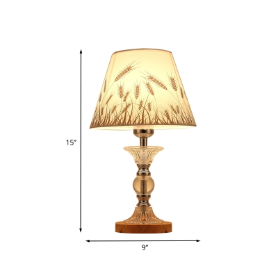 Barrel Fabric Nightstand Light Classic 1 Head Bedroom Night Lamp in Chrome with Crystal Base