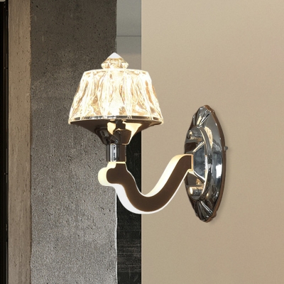 Chrome Swirled Arm Wall Sconce Modern Crystal 1/2-Head Living Room Wall Mount Lamp with Tapered Shade