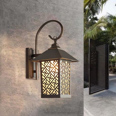 Cottage Pavilion Sconce Light 1 Light Metallic Wall Lighting Fixture in Coffee for Outdoor