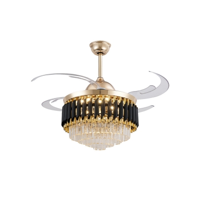 Crystal Prism Tiered Hanging Fan Light Contemporary 42
