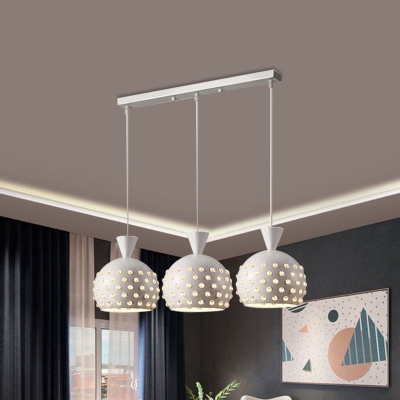 Globe Dining Room Hanging Lamp Kit Crystal 3 Heads Contemporary Multi Pendant in White