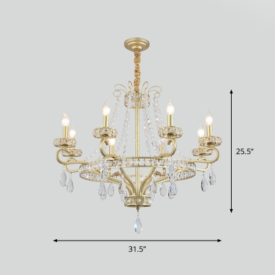 Gold Candlestick Chandelier Traditional Crystal 5/8-Head Living Room Hanging Light Fixture