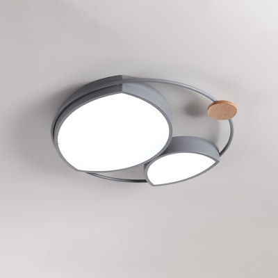 Grey Round Flush Ceiling Light Nordic Acrylic LED Flush Mount Lighting for Kids Bedroom