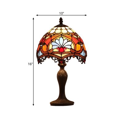 Hand Cut Glass Dark Brown Nightstand Lighting Flower 1 Light Victorian Style Desk Lamp