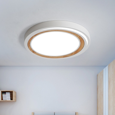 Ripping LED Ceiling Lighting Macaron Iron Bedroom LED Flush Mount Lamp in Green/Pink/White-Wood