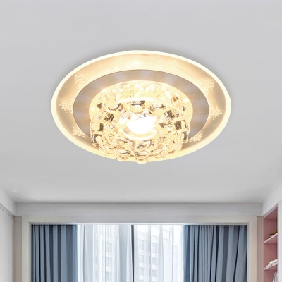 Round/Geometric Clear Crystal Flush Mount Minimalism LED Bedroom Close to Ceiling Lighting