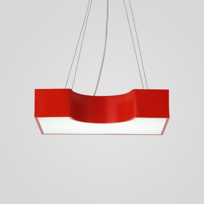 Simple Geometric Pendant Light Fixture Acrylic LED Kindergarten Hanging Lamp Kit in Red/Yellow/Blue