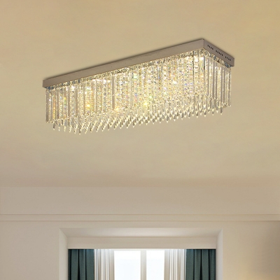 Strip Crystal Clear Ceiling Fixture Cuboidal 10-Light Minimalist Flush Mounted Lamp