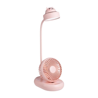 Animal Plastic Reading Book Light Cartoon White/Pink/Green LED Study Lamp with Adjustable Fan Design