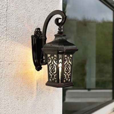 Black Lantern Wall Mounted Light Farmhouse Metallic 1-Light Outdoor Up/Down Sconce Lighting