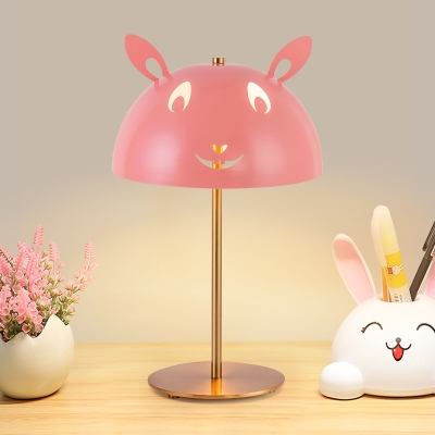 Cartoon 1 Bulb Night Light Pink Rabbit/White Panda Table Lamp with Iron Shade and Gold Rod Arm