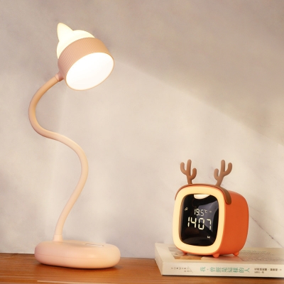 Cat Reading Book Lamp Macaroon Plastic White/Pink/Green LED Night Table Lighting for Kids Bedroom