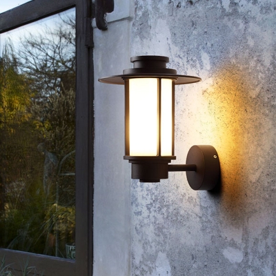 Cream Glass Coffee Sconce Lamp Cylindrical 1 Bulb Countryside Wall Light Fixture for Outdoor