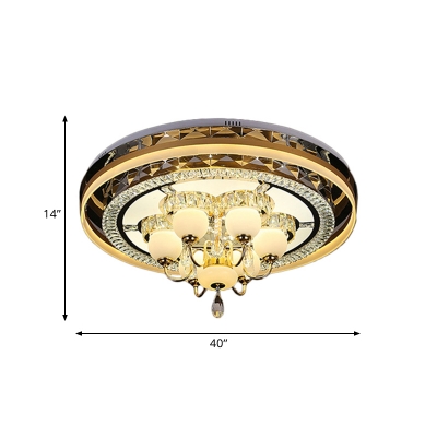 Cut Crystal Gold Flush Light Circle LED Modernism Flush Mount in Remote Control Stepless Dimming