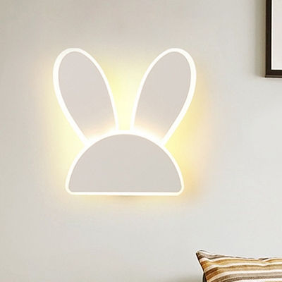 Iron Bunny Flush Mount Minimalist White/Black LED Surface Wall Sconce for Child Bedroom