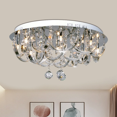 Modern U-Shaped Ceiling Lamp 8 Heads Clear Crystal Flush Mount Light for Living Room