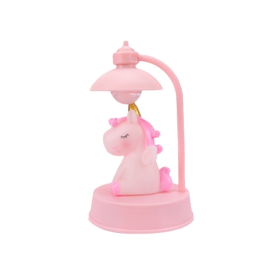 Plastic Unicorn Nightstand Lamp Cartoon Pink/Purple Mini LED Table Lighting with Bowl Shade