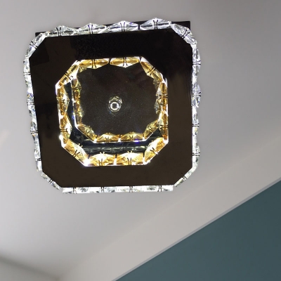 Square Hallway Ceiling Light Minimalism Clear Crystal LED White Flushmount Lighting in Warm/White Light