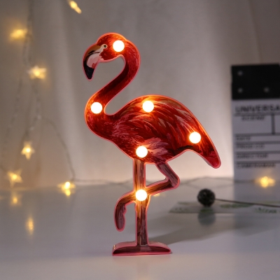 Unicorn/Alpaca/Flamingo Nightstand Light Cartoon Plastic White-Pink/Red/Blue-Yellow Battery Operated Mini LED Wall Lighting Ideas
