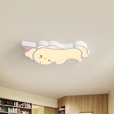 White Baby Sun/Unicorn Ceiling Lamp Cartoon Acrylic LED Flush Mount Recessed Lighting for Kids Bedroom