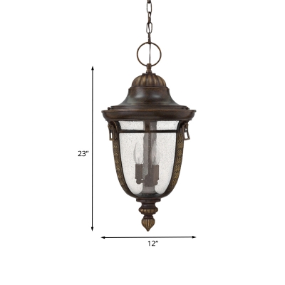 2 Heads Clear Seeded Glass Ceiling Chandelier Cottage Bronze Lantern Dining Room Pendant Lamp