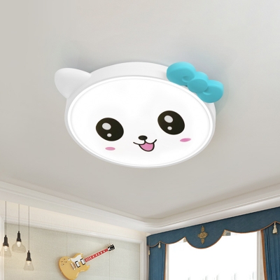 Acrylic Cat/Bear Ceiling Lighting Cartoon White/Pink LED Flush Mount Light Fixture for Nursery